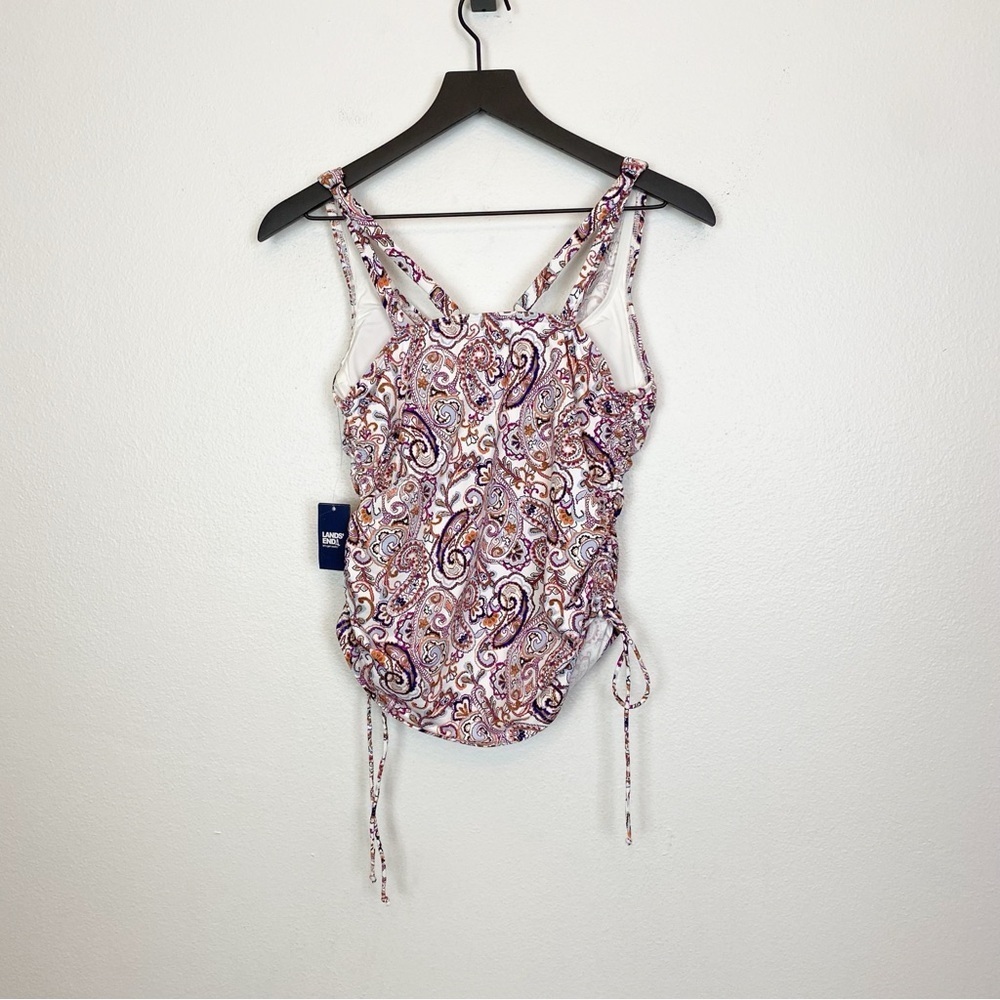 Land’s End Retro Paisley Adjustable Underwire V-Neck Tankini Top 522543 - Picture 7 of 9